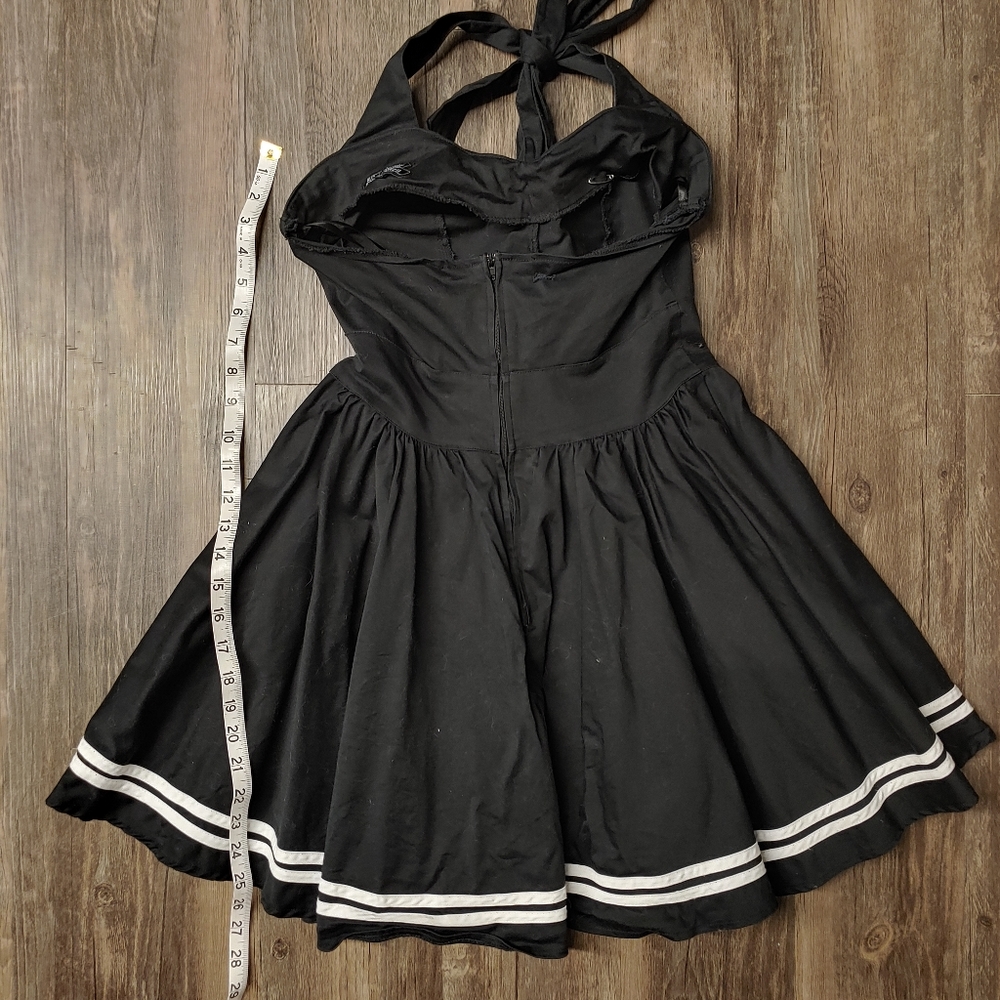 USED - Hell Bunny Black Nautical Sailor Dress - Goth - Alt - Rockabilly - Picture 4 of 10